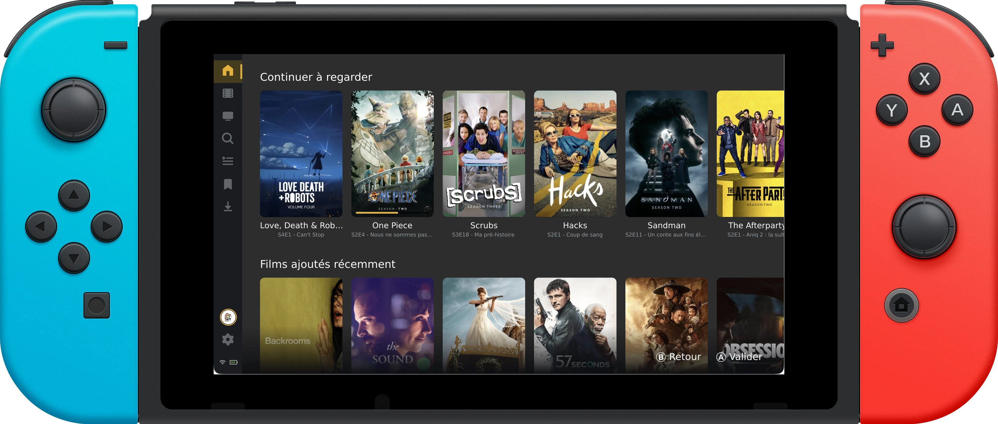 GMCA showing a Plex home screen on a Nintendo Switch