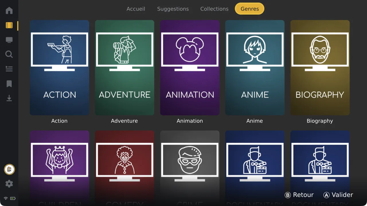 The genre browser — the same layout across every server